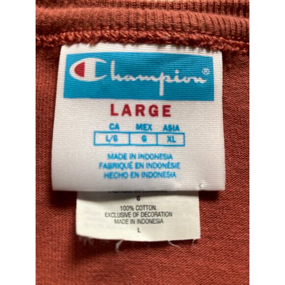 Champion T- Shirt Men Large Mixed Motif Logo Short Sleeve Dusty Rose Casual - Picture 7 of 9